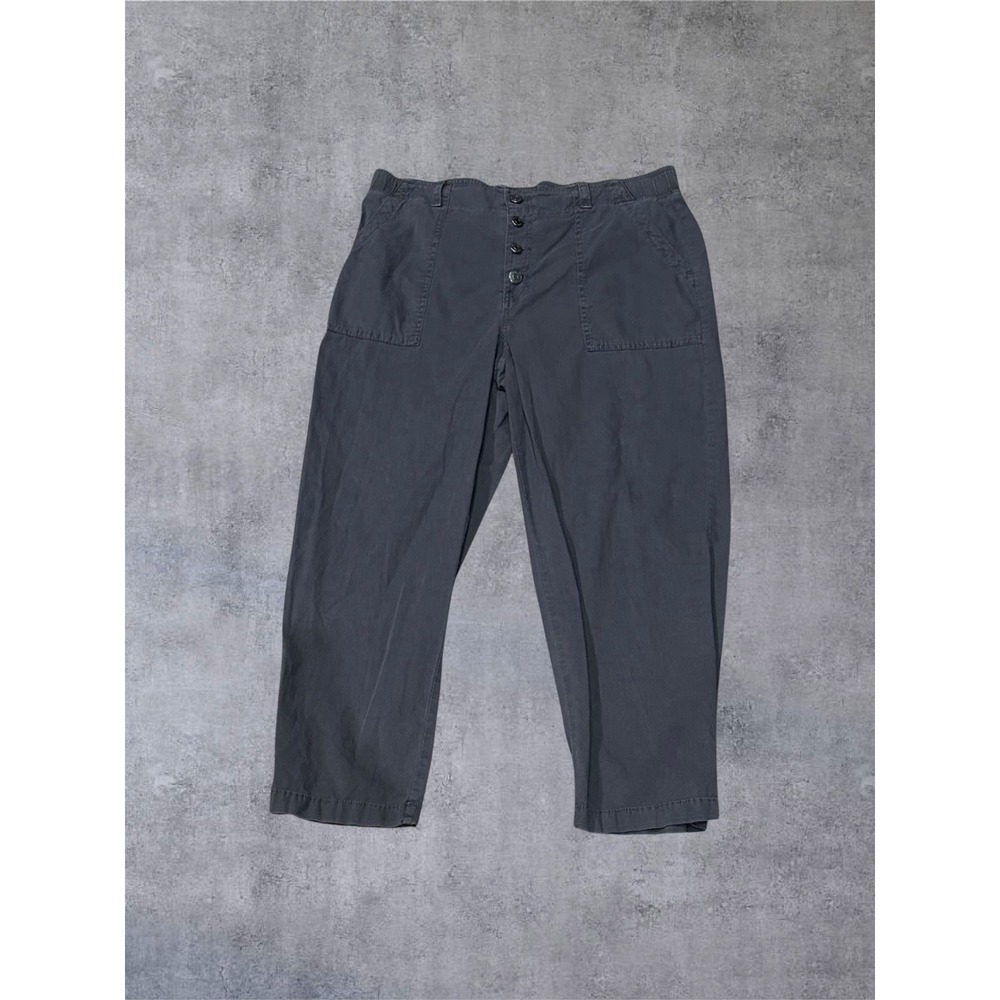 Sonoma Utility Capri Cropped Pants Womens 14 Dark Grey Button Fly Stretch EUC